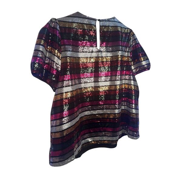 Fate Curve Women’s Sequin Top Plus Size Multicolor Stripe Party Blouse NWT - Picture 2 of 12